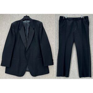 Giorgio Patrino Black Wool Tuxedo Suit Jacket 48R & Pants 41X30